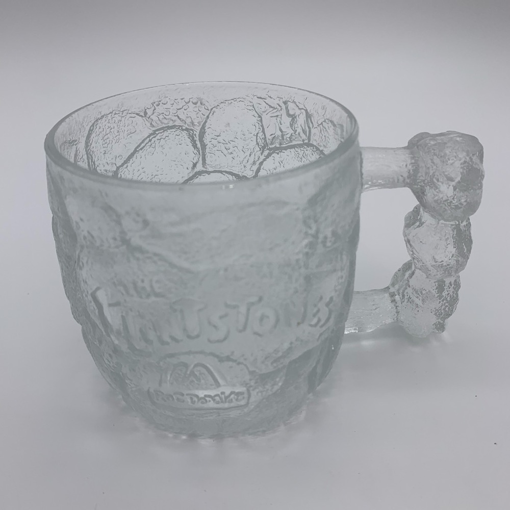 1993 Vintage McDonalds Flintstones Movie Glass Mug Transparent Color 3" Height